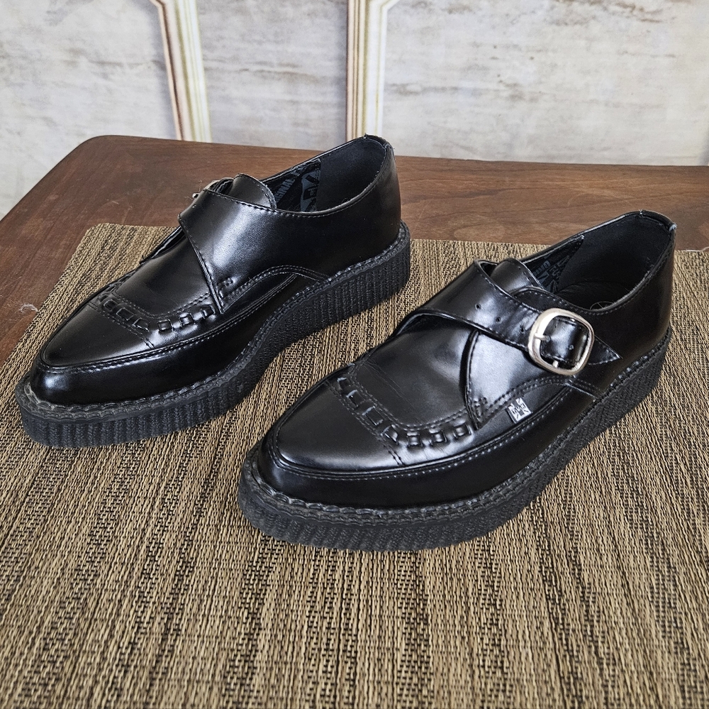 TUK Footwear Pointed Buckle Creepers Men's 5 Women's 7 Leather A8520 Punk - Picture 5 of 10